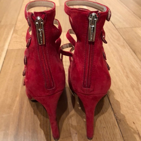 Red suede high heels - Picture 3 of 5